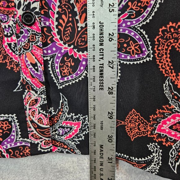 Catherines Womens 1X Button up Blouse 3/4 Sleeve Paisley Multi-Color office bold - Picture 5 of 10